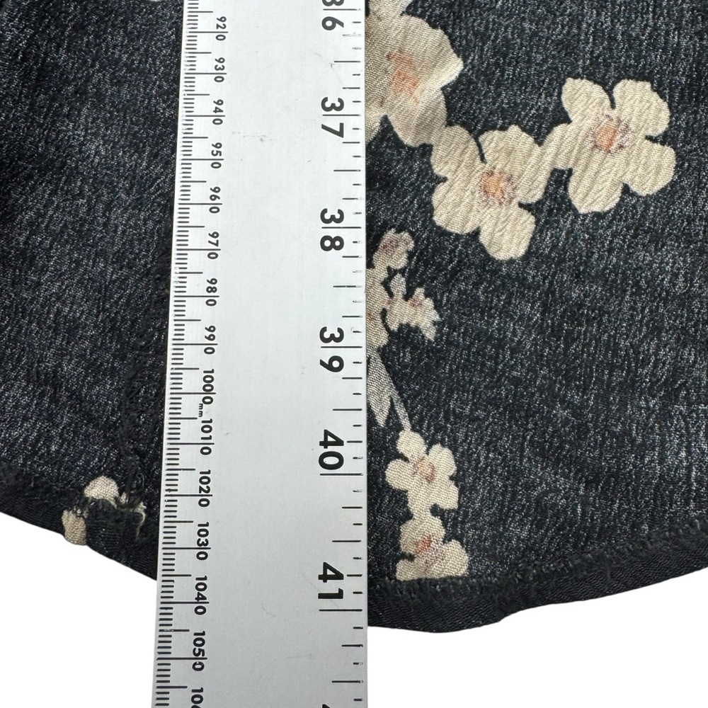 Boho Floral Wrap Skirt Black Pink Midi XS Flowing Lightweight Vacation Casual - Picture 7 of 9